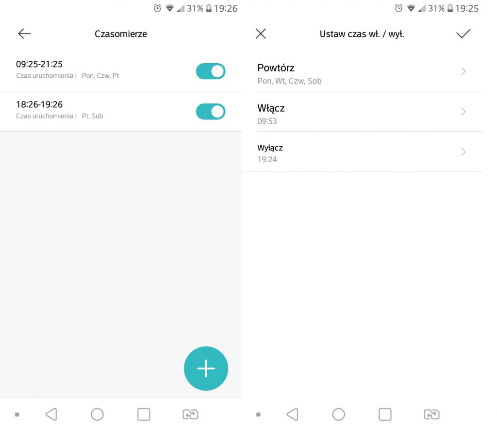 Tworzenie harmongoramu pracy Xiaomi Mi Smart Antibacterial w aplikacji