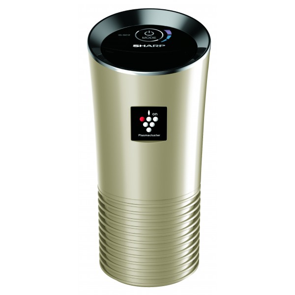 Samochodowy oczyszczacz powietrza Sharp UJ-GC20E-N w kolorze złotym.