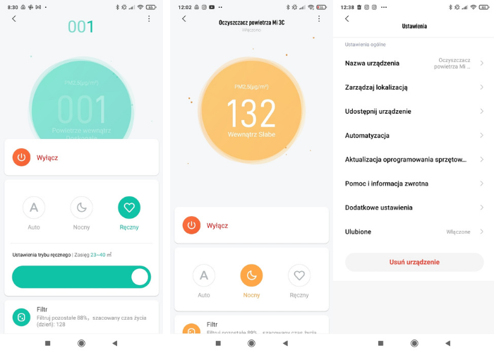 Aplikacja mobilna Mi Home Xiaomi Air Purifier 3C