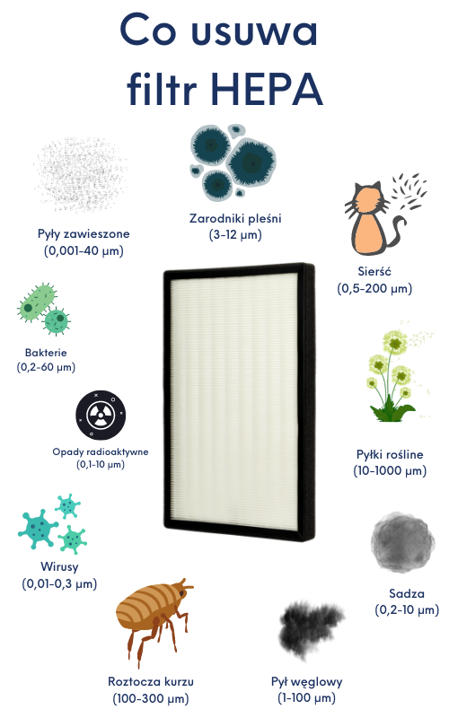 Co usuwa filtr hepa - grafika