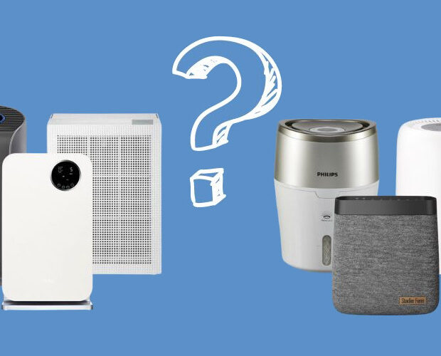 trzy oczyszczacze i trzy nawilżacze powietrza